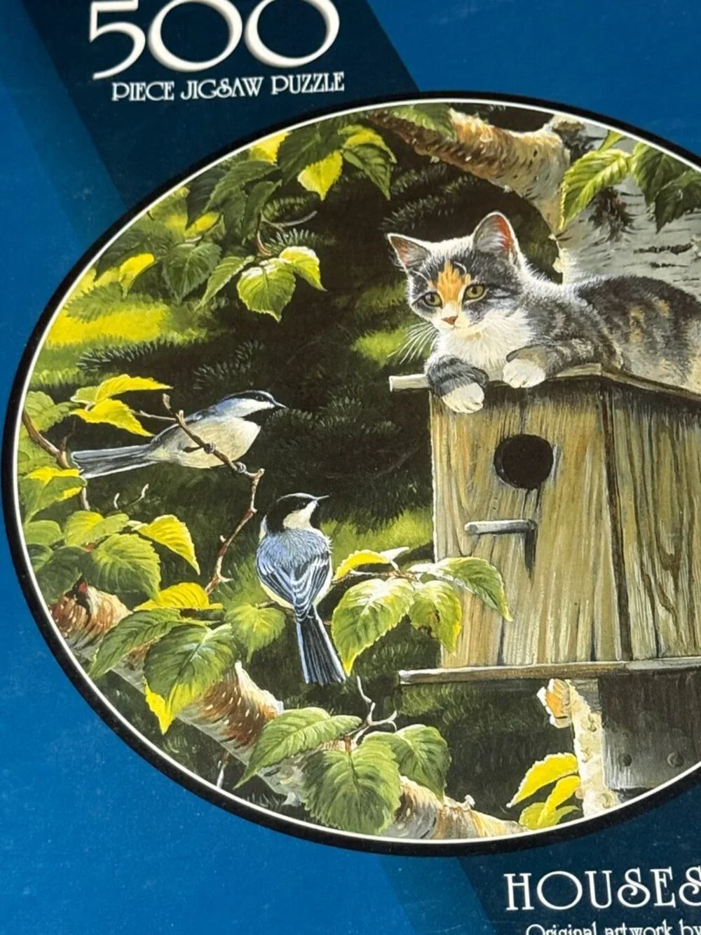 Vintage 1999 Jigsaw Puzzle Bits & Pieces 500 Piece Puzzle House Sitting Cat Bird